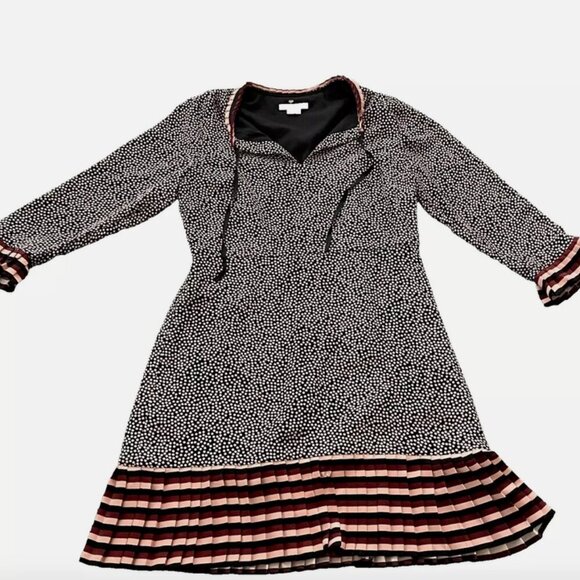 Boden Dresses & Skirts - Boden pink black polka dot Posie Jersey Fit & Flare boho 3/4 Sleeve Dress- 10R